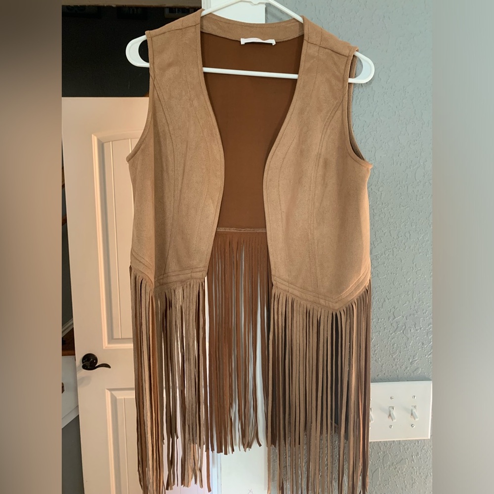 Tan Fringe Vest